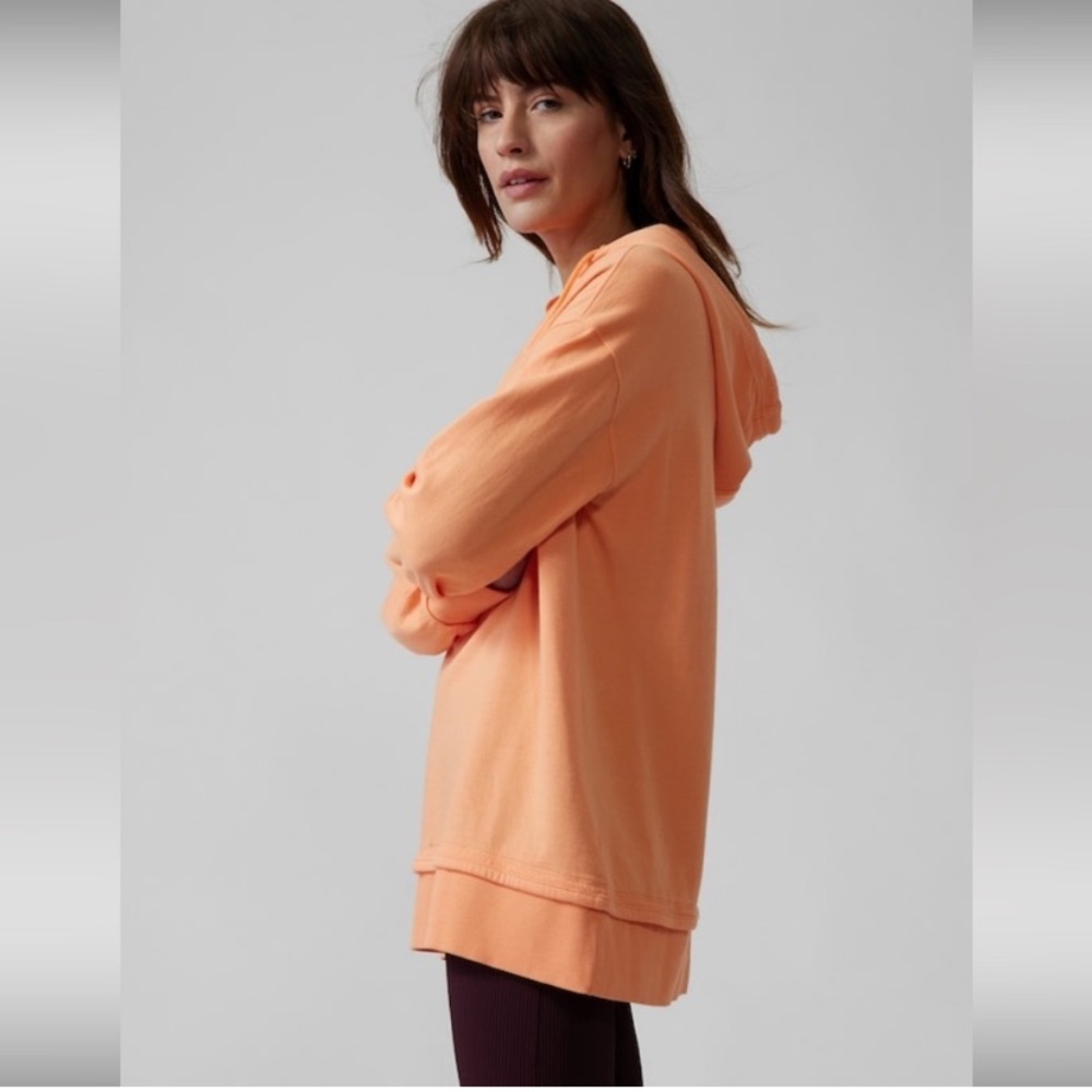 Athleta Sundown Alliance Hoodie Orange Size Small Lightweight Oversized - Picture 5 of 10